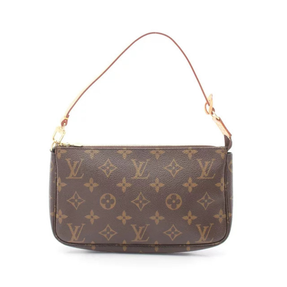 Louis Vuitton Pochette Accessoires Monogram Handbag Canvas Leather Brown